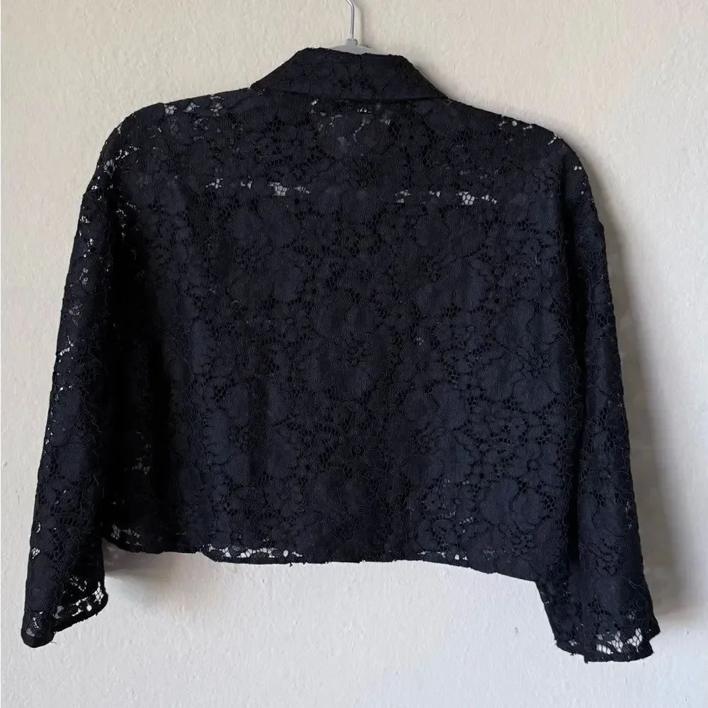 Zara Sheer Lace Black Crop Top Size XS